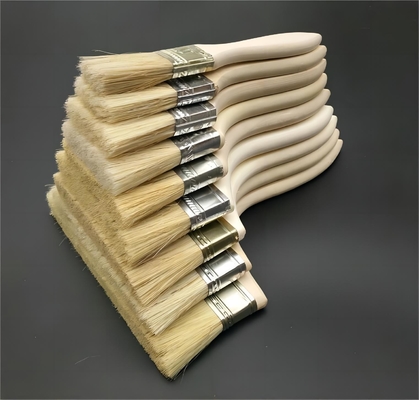 Aplicação de pintura de parede com pincel de pintura de 4 polegadas de Bristles puros e alça de madeira branca