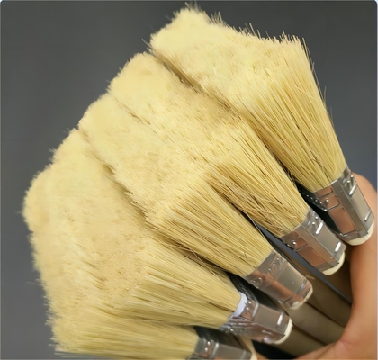 Pincel de pintura de cerdas puras com alça de madeira e cola epóxi para aplicação de pintura de parede
