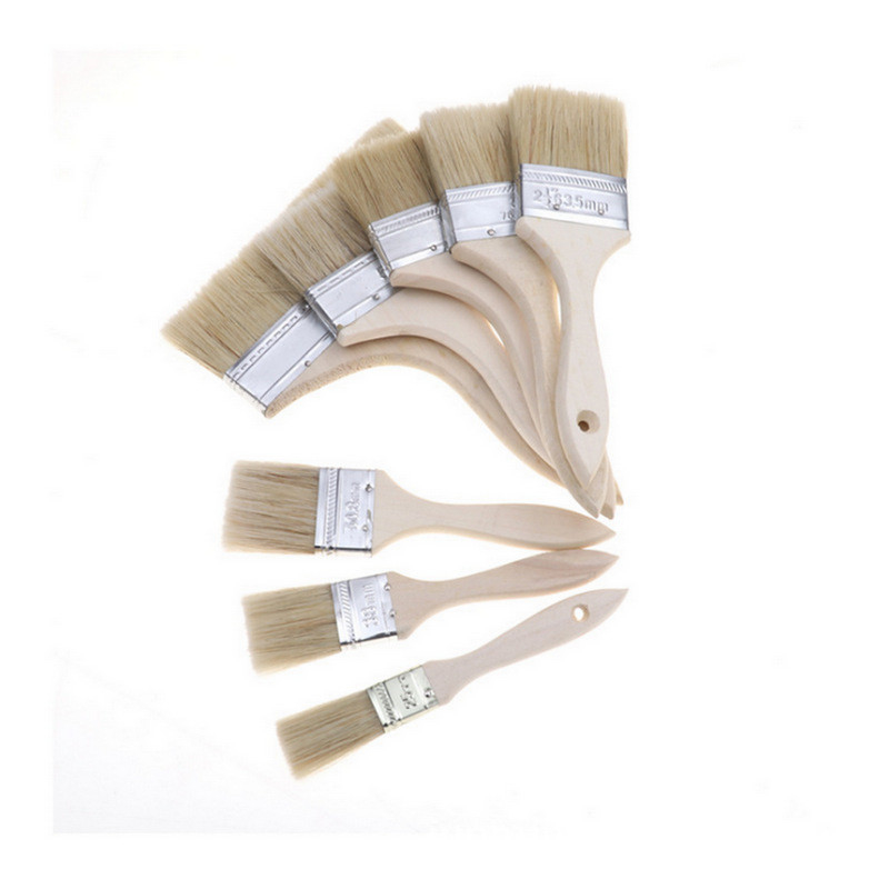 Aplicação de pintura de parede com pincel de pintura de 4 polegadas de Bristles puros e alça de madeira branca