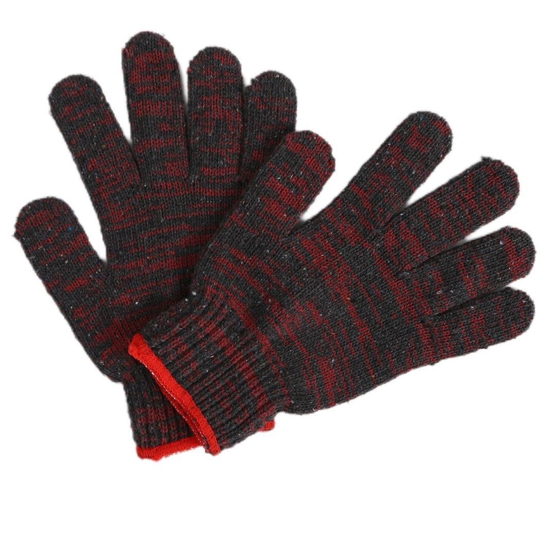 Luvas de proteção de mão de trabalho revestidas com borracha de látex vermelho de algodão branco de 10 gauge